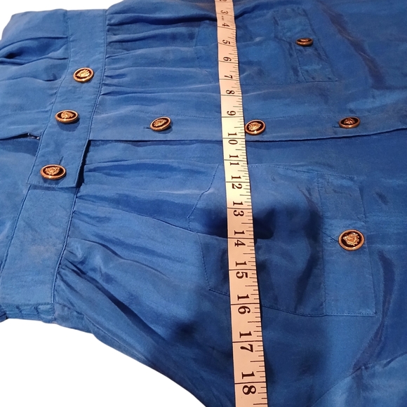 Vintage 80s Saks Fifth Ave 100% Silk Blue Pant JumpSuit Womans Small Retro Punk - Picture 4 of 12